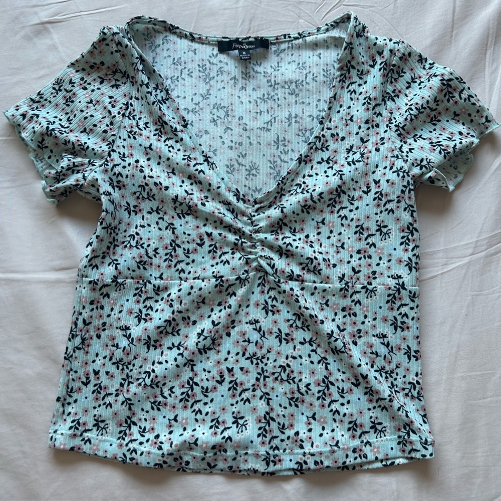 Papaya V neck floral print top